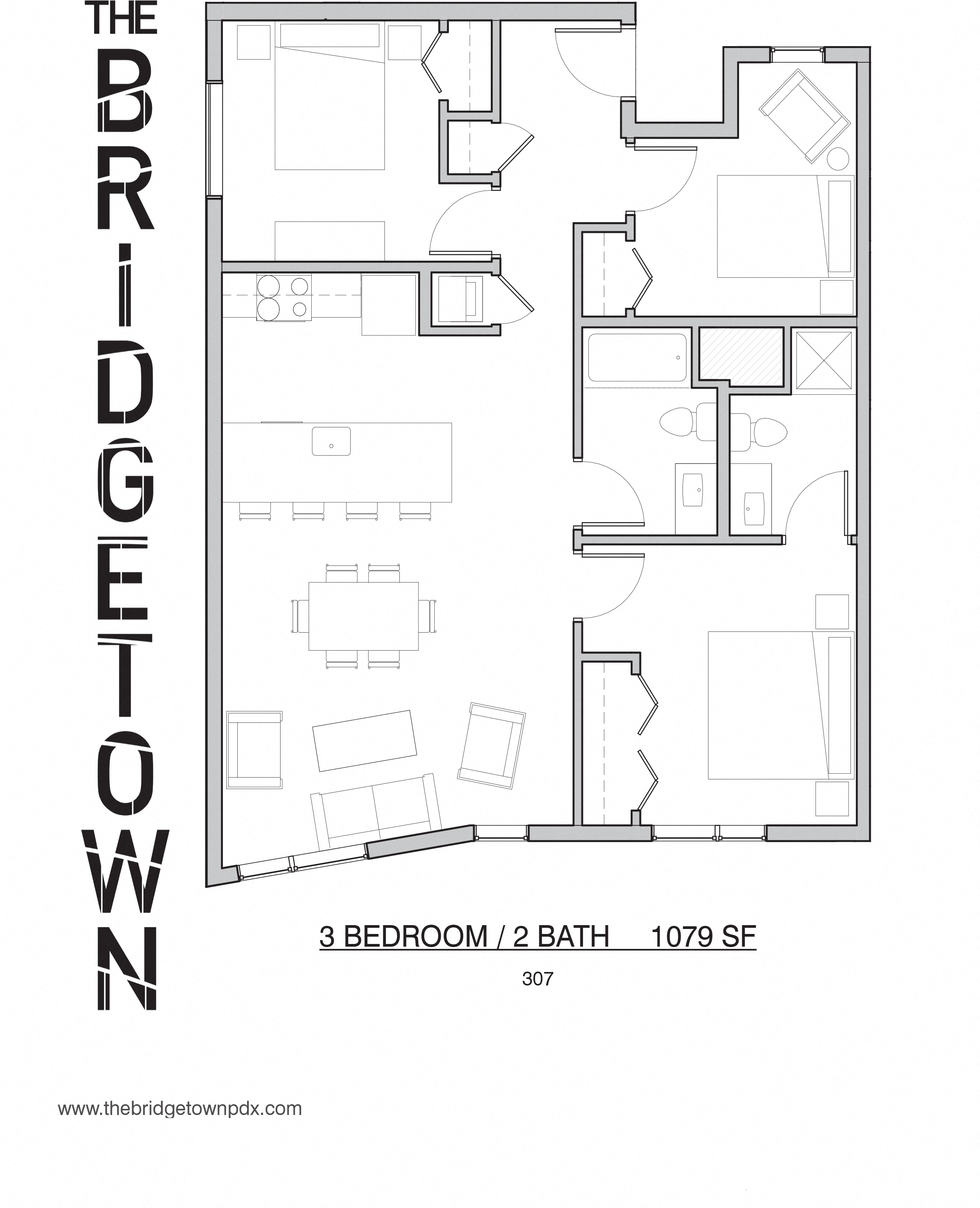Bridgetown - Three Bedroom Two Bathroom Floor Plan